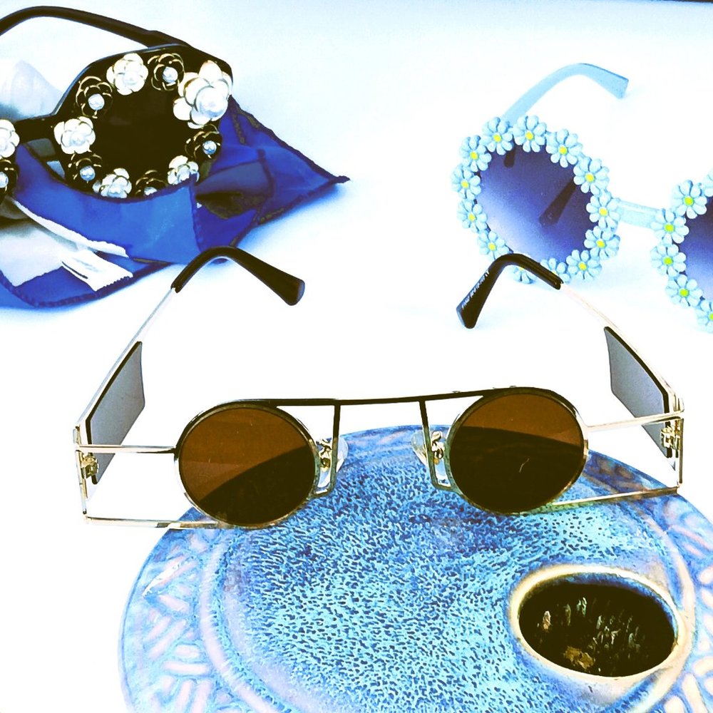 Urban Edge Chic: New Small Round SteamPunk Sunglasses – Metal Hollow Frames